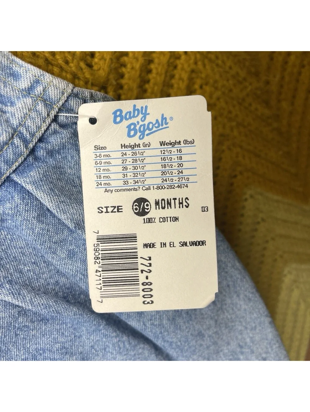 Vintage OshKosh B'gosh Bubble Blue Jean Romper 6-9 Months NWT